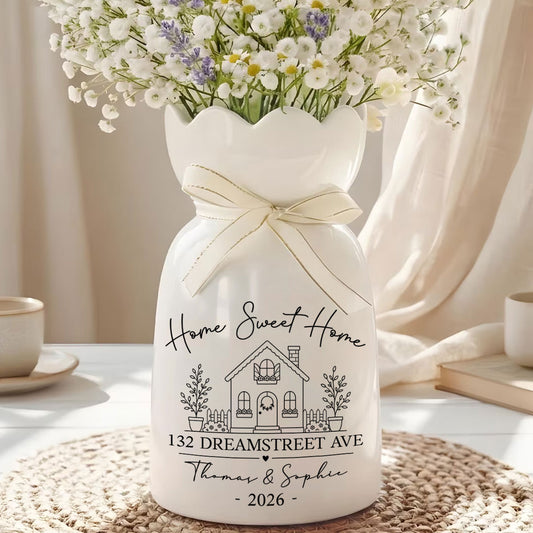 Home Sweet Home - Personalized Ribbon Tie Flower Vase