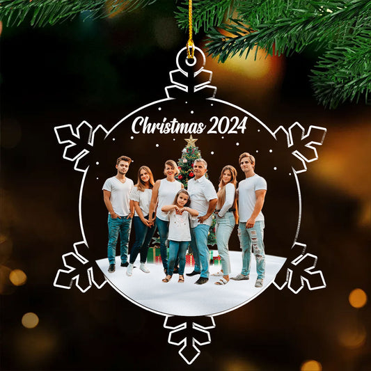 Snowflakes Custom Photo Family Friends - Personalized Custom Acrylic Ornament
