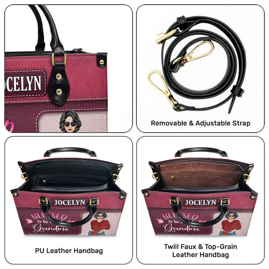 Blessed Grandma - Personalized Custom Leather Bag