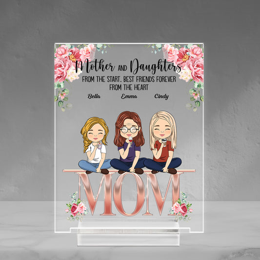 Mother And Daughter Best Friends Forever - Personalized Custom Acrylic Plaque With Base