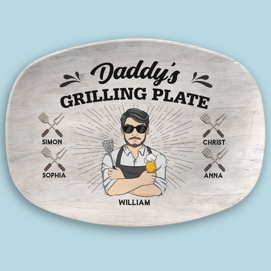 Daddy Is Grilling So We Better Step Back  - Personalized Custom Platter