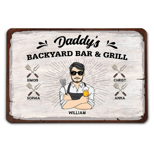 Daddy Mommy Grilling Place - Personalized Custom Metal Sign