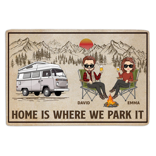 Home Is Where We Park It - Personalized Custom Doormat