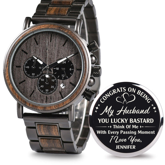 Think Of Me With Every Passing Moment  - Personalized Engraved Wooden Watches GQ026