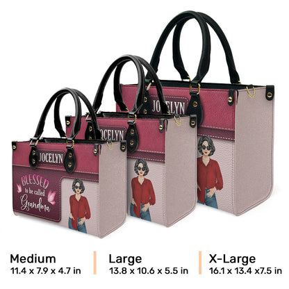 Blessed Grandma - Personalized Custom Leather Bag