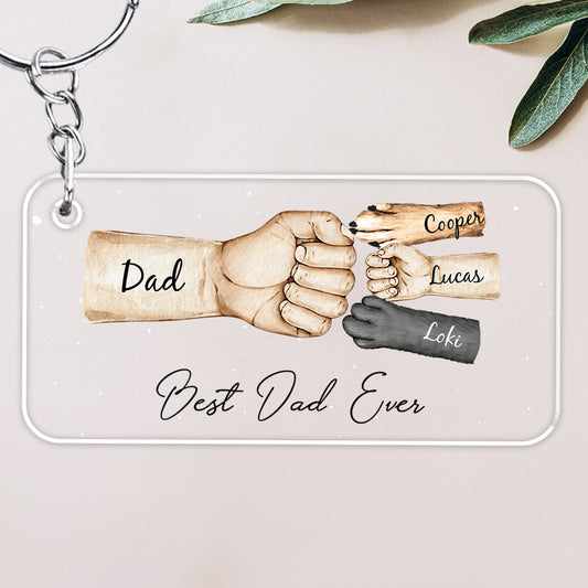 Daddy Team Fist Bump Version Pets - Personalized Custom Acrylic Keychain