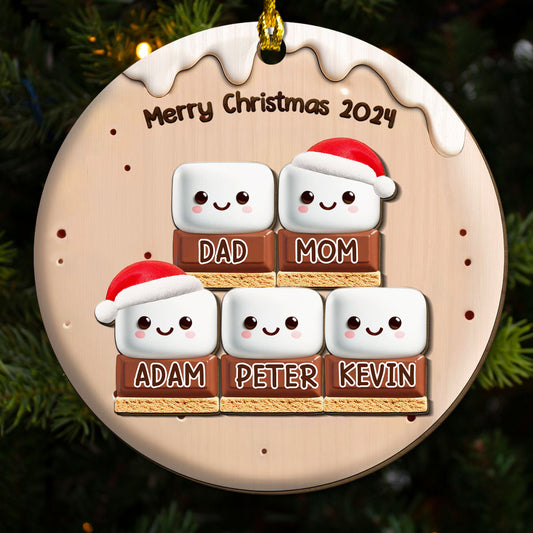 Smores Family - Personalized Custom Freeshape 2-Layered Wood Ornament