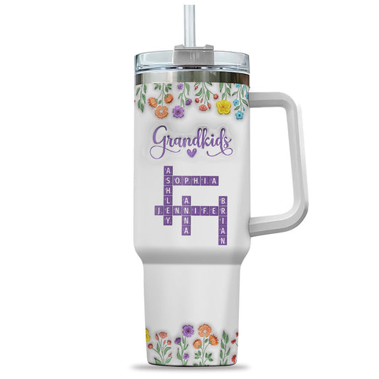 Love My Grandkids Crossword - Personalized Custom 3D Inflated Effect Printed 40 Oz Tumbler