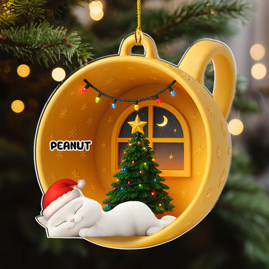 Sleeping Cat Cupcake - Personalized Custom Acrylic Ornament