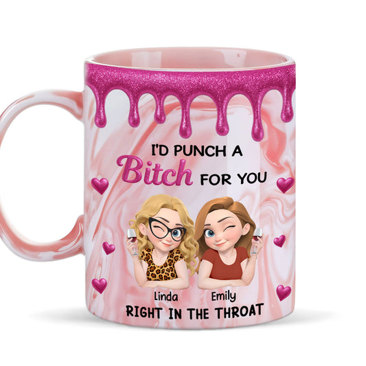 Punch For You My Girl - Personalized Custom Pink Marble Mug