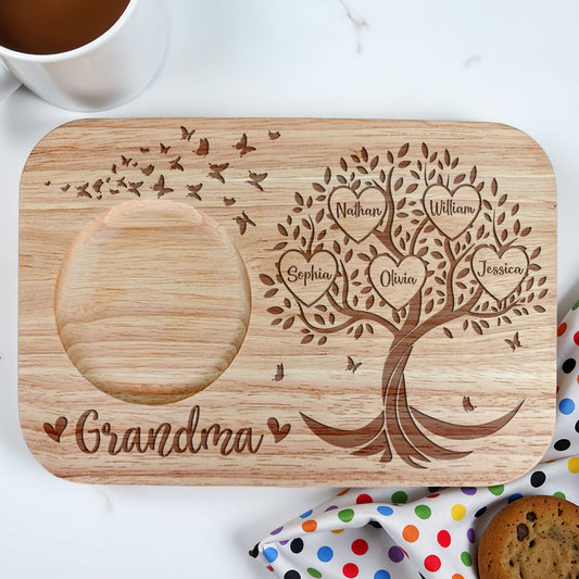 Grandma Family Tree Name - Personalized Wooden Treat Board