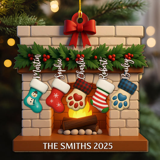 Family Stockings 2025 - Personalized Custom Wood Ornament