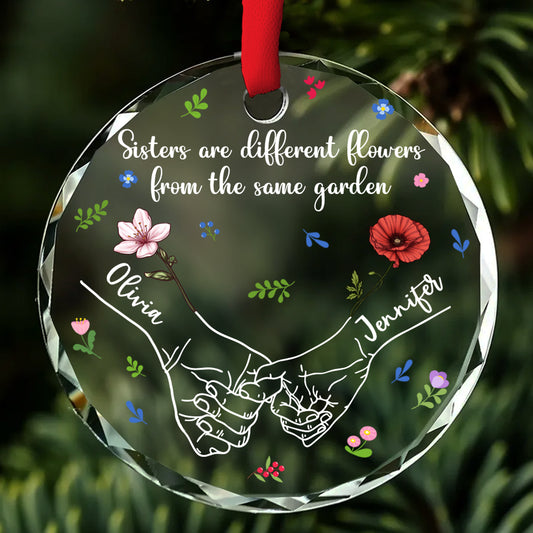 Sisters From The Same Garden - Personalized Custom Glass Ornament