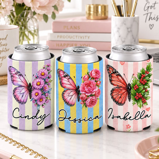 Sparkling Butterfly Wings - Personalized Skinny Can Cooler