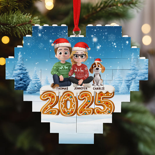 Ginger Family - Personalized Custom 3D Effect Heart Puzzle Ornament