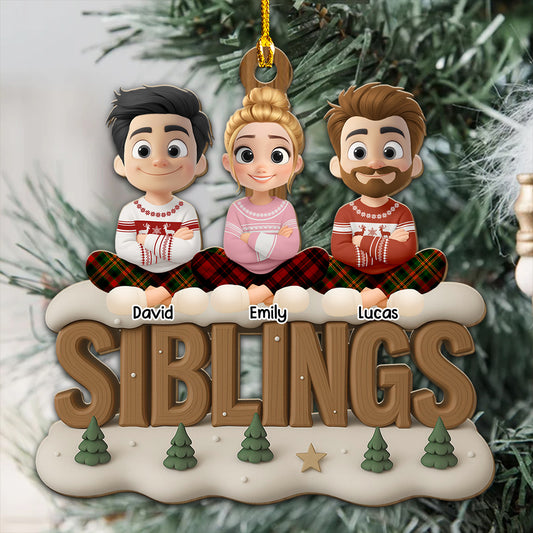 Siblings This Year Onwards - Personalized Custom 3D Effect Wood Ornament