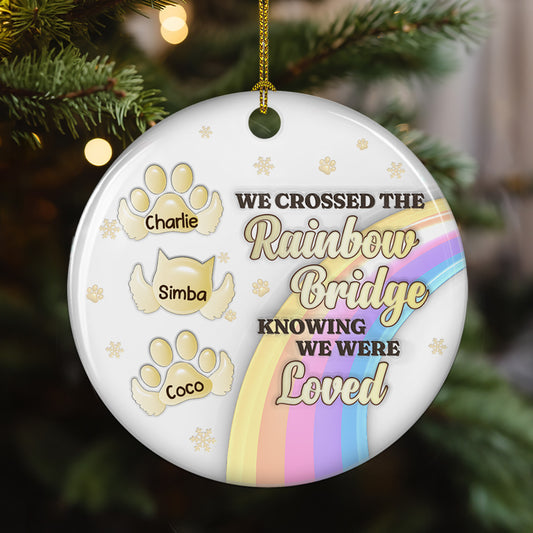 Crossed The Rainbow Bridge - Personalized Custom 3D Inflated Effect Ceramic Ornament