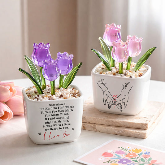 Gave My Heart To You - Personalized Custom Glass Everlasting Tulips