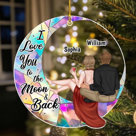 To The Moon And Back - Personalized Custom Acrylic Ornament