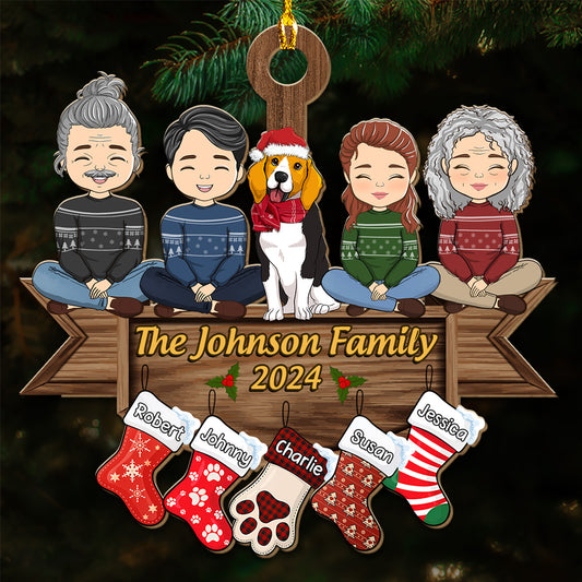 Family Together On Holiday - Personalized Custom Wood Ornament