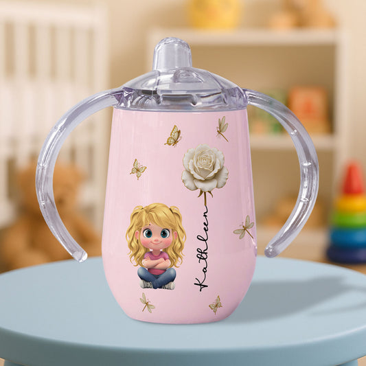 Child Is The Most Beautiful Flower - Personalized Custom Sippy Cup With Handles