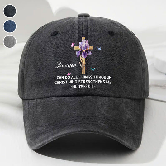 Strengthens Me - Personalized Custom Vintage Washed Denim Cap