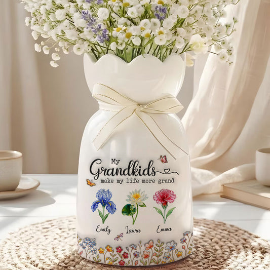 Make Life More Grand With Lovely Kids - Personalized Custom Ribbon Tie Flower Vase