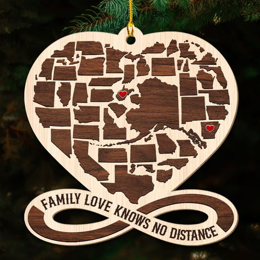 The Heart Knows No Distance - Personalized Custom Wood Ornament