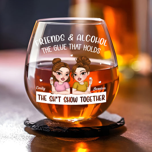 Glue For This Wild Show - Personalized Custom Wine Glass