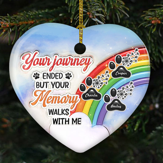 Your Memory Walks With Me - Personalized Custom 3D Inflated Effect Ceramic Ornament