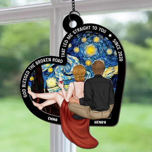 God Blessed The Broken Road - Personalized Custom Suncatcher