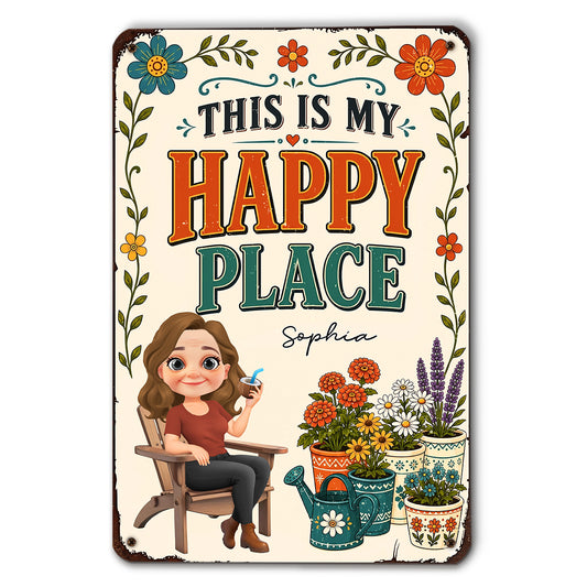 This Is My Happy Place - Personalized Custom Metal Sign