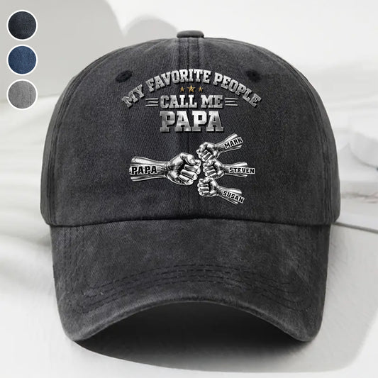 Favorite People - Personalized Custom Vintage Washed Denim Cap