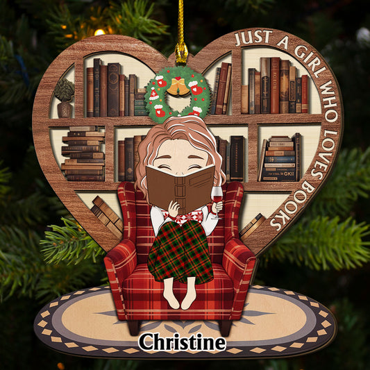 Snow Is Falling Books Are Calling - Personalized Custom Freeshape 2-Layered Wood Ornament