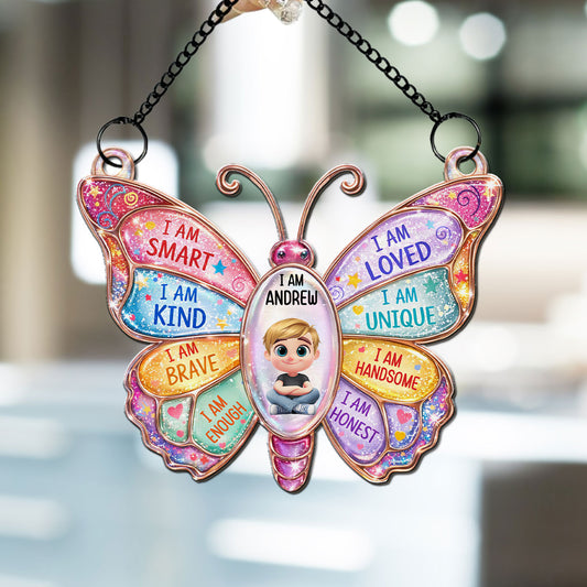 I Am Loved Gift For Grandkids - Personalized Custom Suncatcher