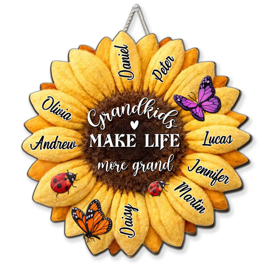 Grandkid Makes Life Grand - Personalized Custom Wood Sign