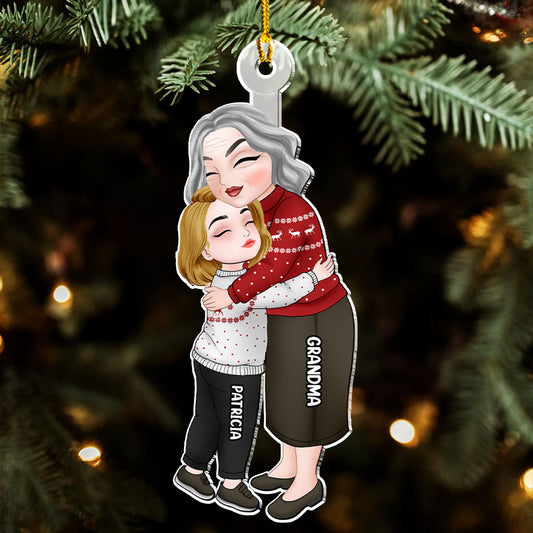 Grandma & Grandkid Hugging Christmas Gift - Personalized Custom Acrylic Ornament