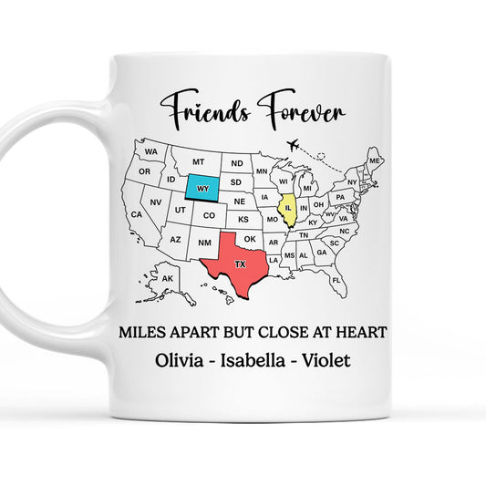 Miles Apart But Close At Heart - Personalized Custom Coffee Mug