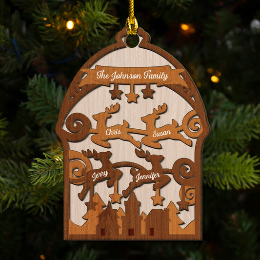 Family Merry Go Round - Personalized Custom 2-Layered Wood Ornament