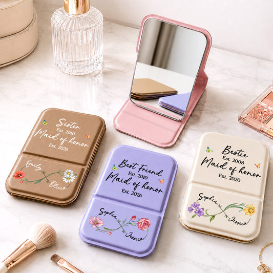Bloom With Grace - Personalized Custom Pocket Leather Mirror
