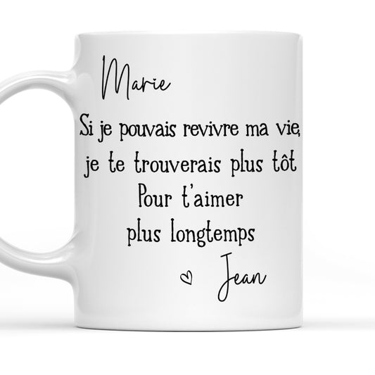 Je t’aimerai plus longtemps – Tasse à café personnalisée