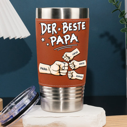 Bester Papa - Personalisierter Lederbecher 