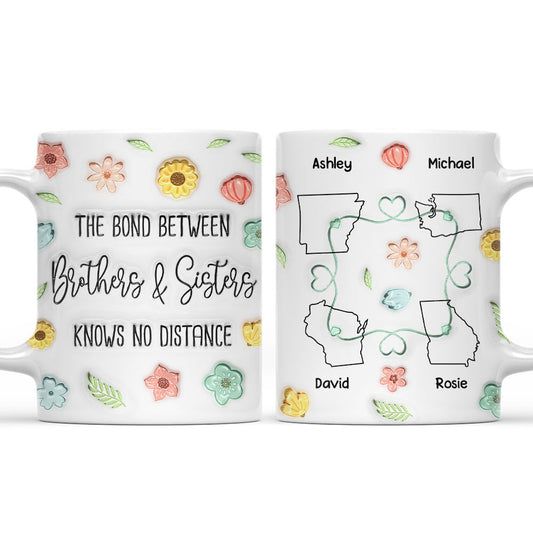 Miles Apart But Forever Connected - Personalized Custom 3D Inflated Effect Coffee Mug