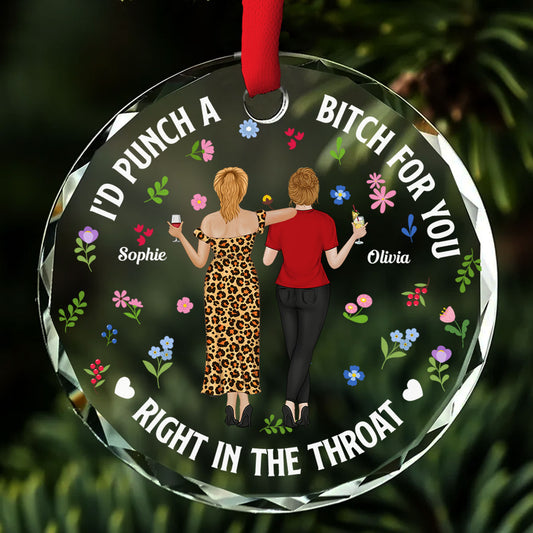 Punch Bitch Besties - Personalized Custom Glass Ornament