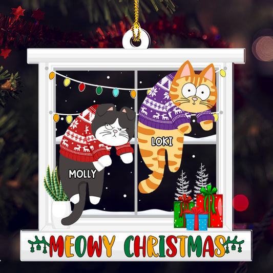 Meowy Christmas - Personalized Custom Acrylic Ornament