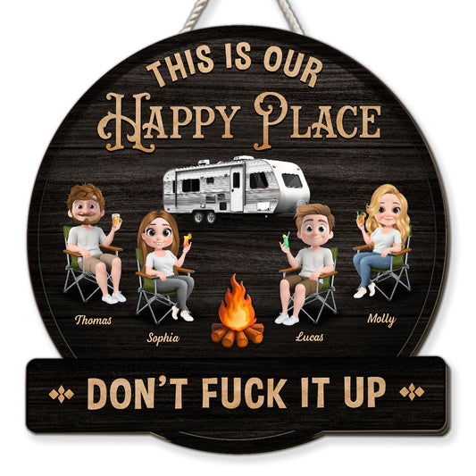 Our Happy Place - Personalized Custom Wood Sign