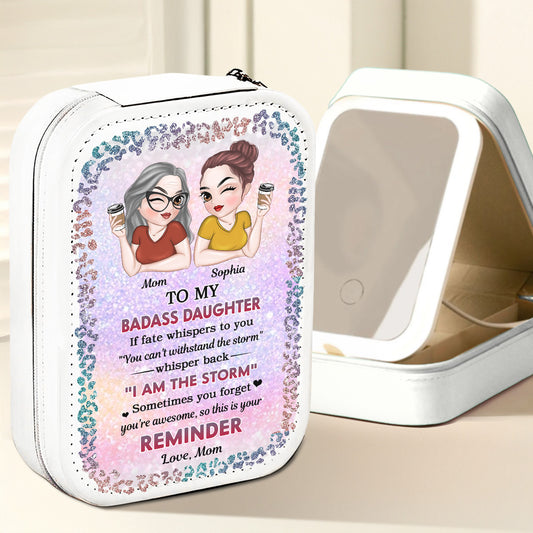 My Brave Granddaughter - Personalized Custom Jewelry Box With LED Mirror