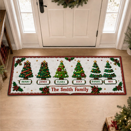 Family Christmas Trees - Personalized Runner Rug