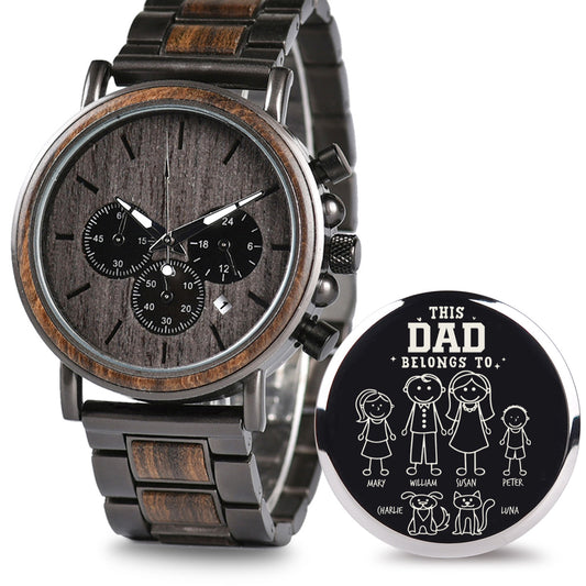 This Dad Belong To Us - Personalized Engraved Wooden Watches GQ026