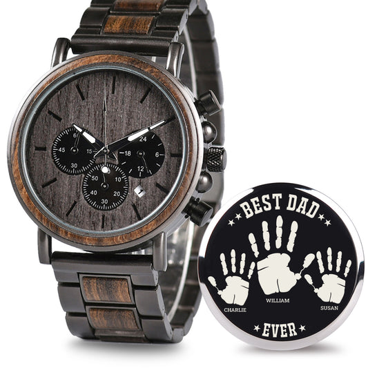 Hands Down Best Dad Ever - WATCH GQ026 - Personalized Engraved Wooden Watches GQ026